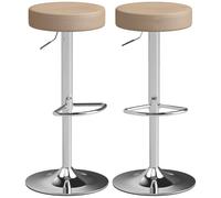 Homcom Bar Stools Set Of 2, Height Adjustable Breakfast Bar Chairs In Beige Beige