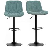 HOMCOM Bar Stools Set of 2, Modern Armless Bar Chairs, Blue, Grey