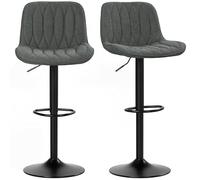 HOMCOM Bar Stools Set of 2 Modern Armless Bar Chairs Charcoal Grey
