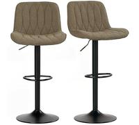 Bar Stools Set of 2, Swivel Height Adjustable Barstools with Back HOMCOM Brown One Size