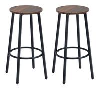HOMCOM Bar Stools, Set of 2 Kitchen Breakfast Stools with Sturdy Steel Frame, Industrial Tall Bar Chairs, 65cm High Seat, Rustic Brown Brown