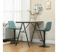 HOMCOM Bar Stools Set of 2, Swivel Height Adjustable Barstools with Back in Blue HOMCOM Blue