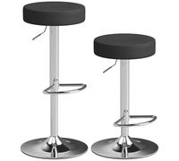 HOMCOM Bar Stools Set of 2, Modern PU Leather Swivel Barstools, Height Adjustable Breakfast Bar Chairs with Footrest, Black