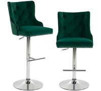 Modern Swivel Bar Stools Set of 2, Adjustable Velvet Bar Chairs w/ Backs