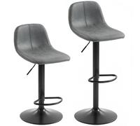 HOMCOM Bar Stools Set of 2, Modern Swivel Barstools with Footrest for Kitchen Island and Dining Room, Grey