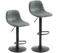 HOMCOM Bar Stools Set of 2, Modern Swivel Barstools with Footrest for Kitchen Island and Dining Room, Green