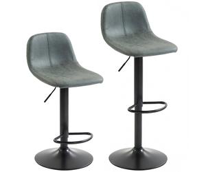 HOMCOM Bar Stools Set of 2, Modern Swivel Barstools with Footrest for Kitchen Island and Dining Room, Green