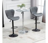 HOMCOM Bar Stools Set of 2 PU Leather Adjustable Height Swivel Bar Chairs w/ Footrest in Grey HOMCOM Grey