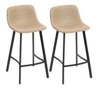 HOMCOM Bar Stools Set of 2, PU Leather Dining Stools with Backrest, Footrest, for Kitchen, Counter, Breakfast Bar, Light Brown