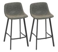 HOMCOM Bar Stools Set of 2, PU Leather Dining Stools with Backrest, Footrest, for Kitchen, Counter, Breakfast Bar, Grey