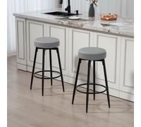 Homcom Bar Stools, Set Of 2 Pu Leather Swivel Barstools With Footrest