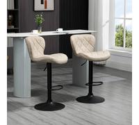Homcom Bar Stools Set Of 2 Swivel Barstool W/ Footrest Gas Lift For Kitchen In Khaki Khaki