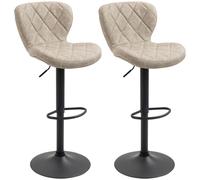Homcom Adjustable Height Bar Stools Set Of 2, Swivel Barstools Light Khaki