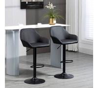 HOMCOM Adjustable Bar Stools Set Of 2 PU Leather And Steel Base Black, Black