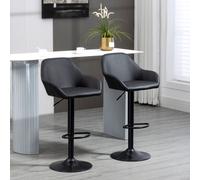 HOMCOM Adjustable Bar Stools Set Of 2 PU Leather And Steel Base Black, Black