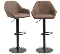 HOMCOM Adjustable Bar Stools Set of 2, Swivel Barstool W/ Footrest Dark Brown