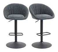 HOMCOM Bar Stools Set of 2, Swivel Barstools, Height Adjustable Breakfast Bar Chairs with Backrest and Footrest for Kitchen Island Counter, Dining Room, Dark Grey Dark Grey