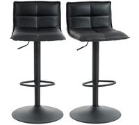 HOMCOM Bar Stools Set of 2 Swivel Height Adjustable Barstools in Black HOMCOM Black