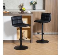 Homcom Bar Stools Set Of 2 Swivel Height Adjustable Barstools Black