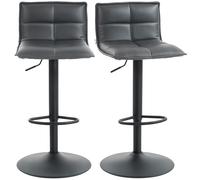 HOMCOM Bar Stools Set of 2 Swivel Height Adjustable Barstools in Dark Grey HOMCOM Dark Grey