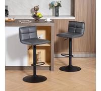 Homcom Bar Stools Set Of 2 Swivel Height Adjustable Barstools In Dark Grey Dark Grey
