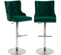 Modern Swivel Bar Stools Set of 2, Adjustable Velvet Bar Chairs w/ Backs