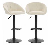 Homcom Bar Stools Set Of 2 Velvet Adjustable Swivel In Cream Cream