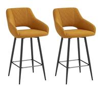 Bar Stools Set of 2, Velvet-Touch Fabric Counter Height Bar Chairs HOMCOM Brown One Size