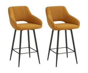 HOMCOM Bar Stools Set Of 2 - Velvet-Touch Fabric Counter Height Bar Chairs Pink - Brown | TJ Hughes