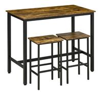 Homcom Bar Table & 2 Stools Industrial Rustic Brown/Black