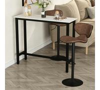 Bar Table Breakfast Dining Table Coffee Table with Adjustable Footpads - for Home Bar - Kitchen - Dining Room - Living Room - 120x40x100cm - White & B