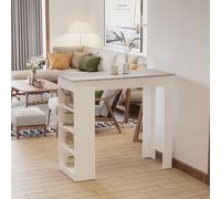 HOMCOM Bar Table With Built In 4 Tier Shelf Grey, Grey