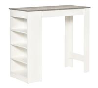 HOMCOM Bar Table Coffee Table Kitchen Dining Table with 4-Tier Storage Shelf for