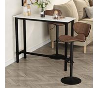 HOMCOM Bar Table Coffee Table with Adjustable Footpads for Breakfast Dining in White HOMCOM White