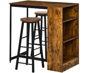 HOMCOM Bar Table Set 835-489V80RB Metal, Particle board Modern Brown 835-489V80RB