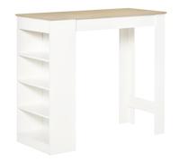 Homcom Bar Table with Storage Shelves White/Oak Effect