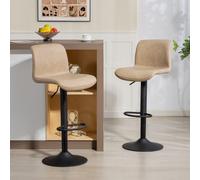 HOMCOM Barstools Set of 2, Adjustable Dining Stool with Footrest and Backrest
