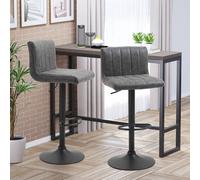 HOMCOM Barstools Set of 2 Adjustable Height Swivel PU Leather Counter Bar Chairs in Grey HOMCOM Grey