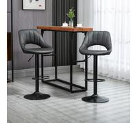 HOMCOM Barstools Set of 2 Adjustable Swivel Height Gas Lift PU Leather Chairs | TJ Hughes