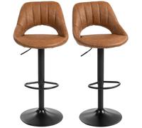 HOMCOM Barstools Set of 2, Dining Stools with Backrest & Footrest, Brown HOMCOM Brown