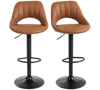 Homcom Barstools Set Of 2, Dining Stools With Backrest And Footrest, Brown Brown