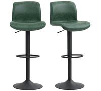 HOMCOM Barstools Set of 2, Dining Stools with Backrest and Footrest, Brown - Green