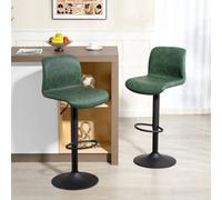 HOMCOM Barstools Set of 2, Dining Stools with Backrest & Footrest in Green HOMCOM Green