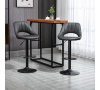 HOMCOM Barstools Set of 2 Adjustable Swivel Height PU Leather Counter Chairs in Grey HOMCOM Grey
