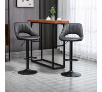 Homcom Barstools Set Of 2, Dining Stools With Backrest And Footrest, Grey