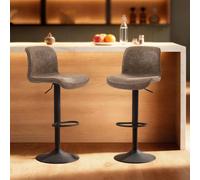 HOMCOM Bar Stools Set of 2, Height Adjustable PU Barstools with Footrest in Brown HOMCOM Brown