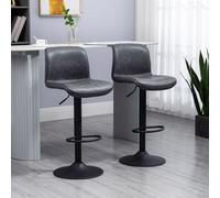Homcom Bar Stools Adjustable Faux Leather Black 2pcs