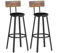 HOMCOM Barstools Set of 2 with Padded Seat Backrest Rustic Brown Black