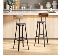 HOMCOM Barstools Set of 2 with Padded Seat Backrest Rustic Brown Black