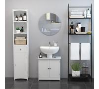 HOMCOM Basin Vanity Cabinet - White, White